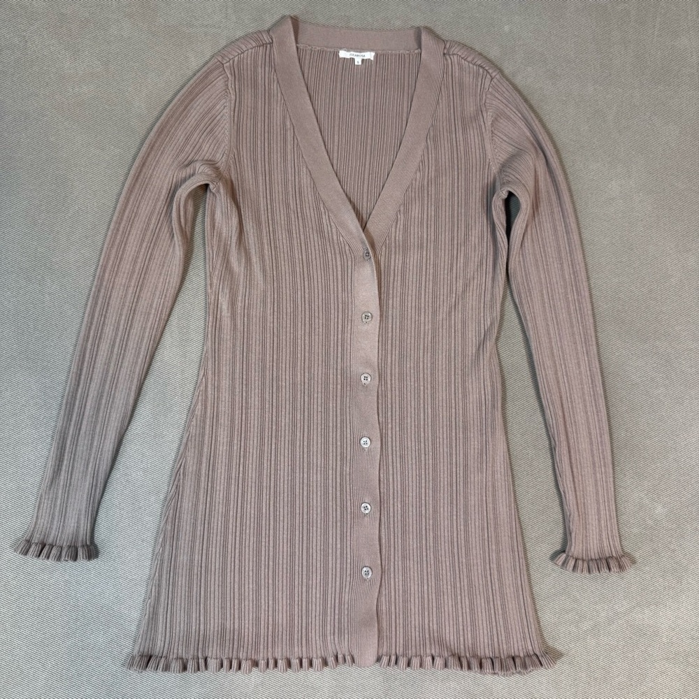 Tularosa Taupe Ribbed Cardigan
